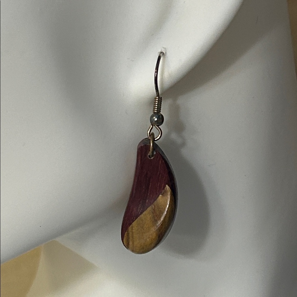 Elegant Two-Tone Wooden Teardrop Earrings